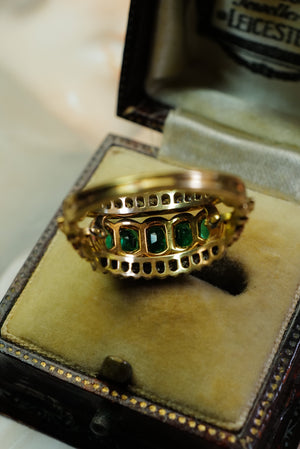 Antique Emerald and diamond five stone ring