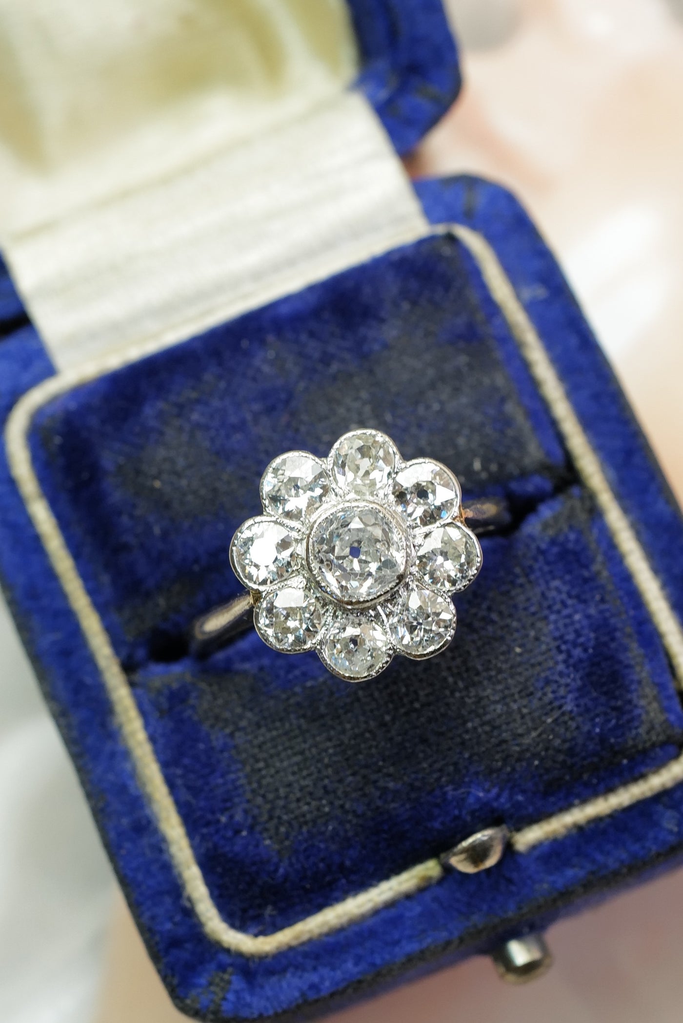 1.54ctw Edwardian diamond halo ring