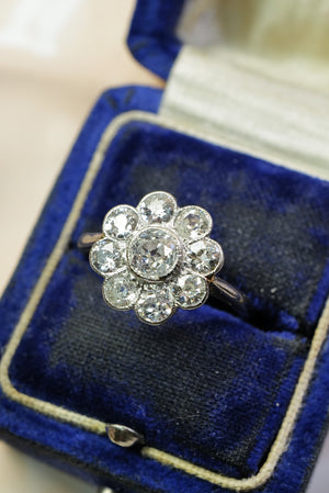 1.54ctw Edwardian diamond halo ring