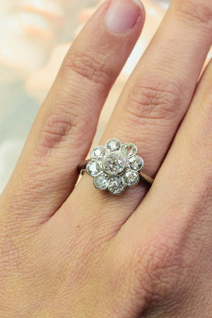 1.54ctw Edwardian diamond halo ring