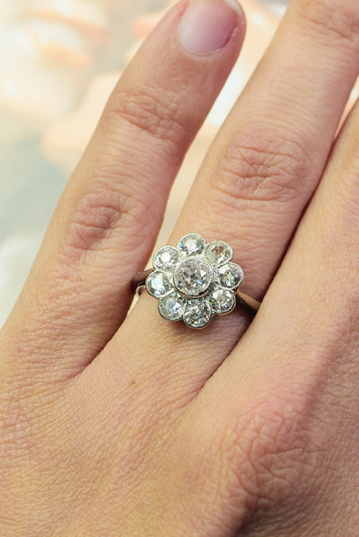 1.54ctw Edwardian diamond halo ring