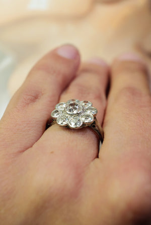 1.54ctw Edwardian diamond halo ring