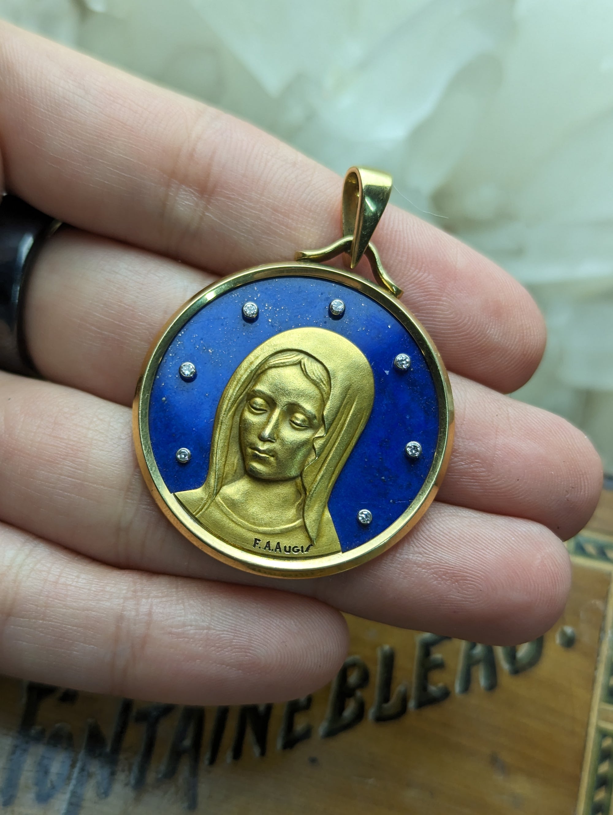 Vintage large signed Augis French medal / charm
