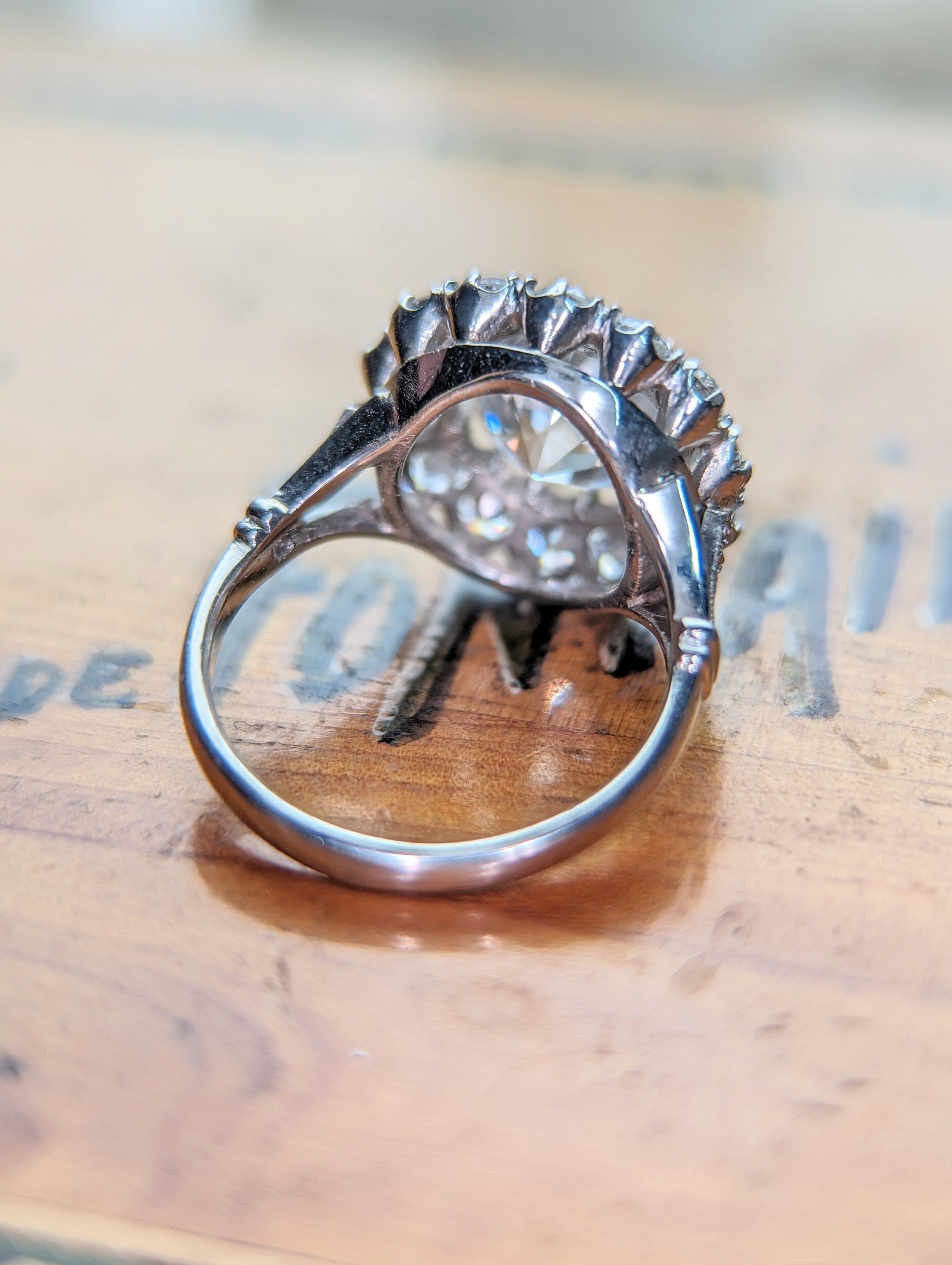 MADE TO ORDER Edwardian style diamond halo with 2.5ct LAB grown center.