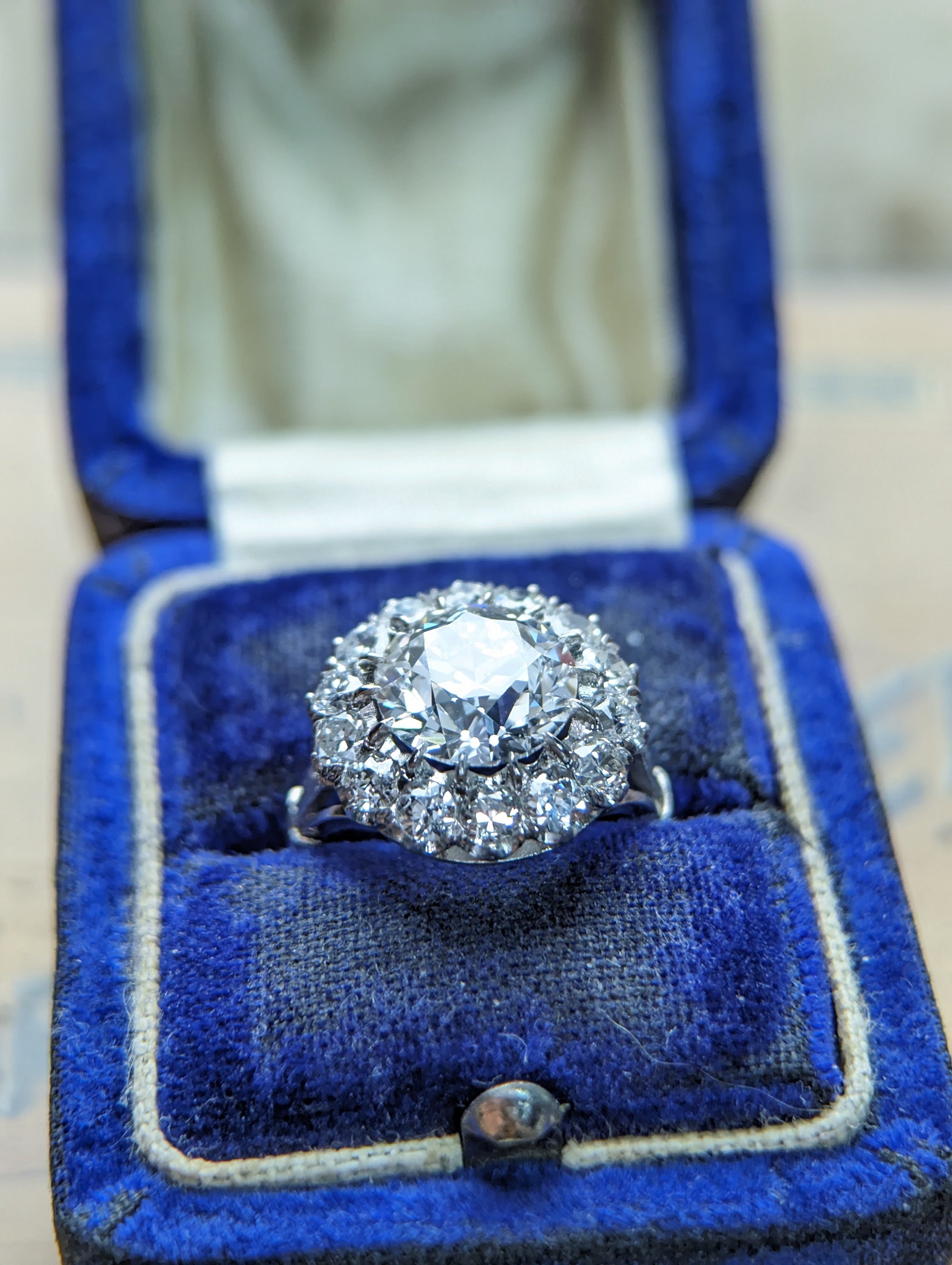 MADE TO ORDER Edwardian style diamond halo with 2.5ct LAB grown center.