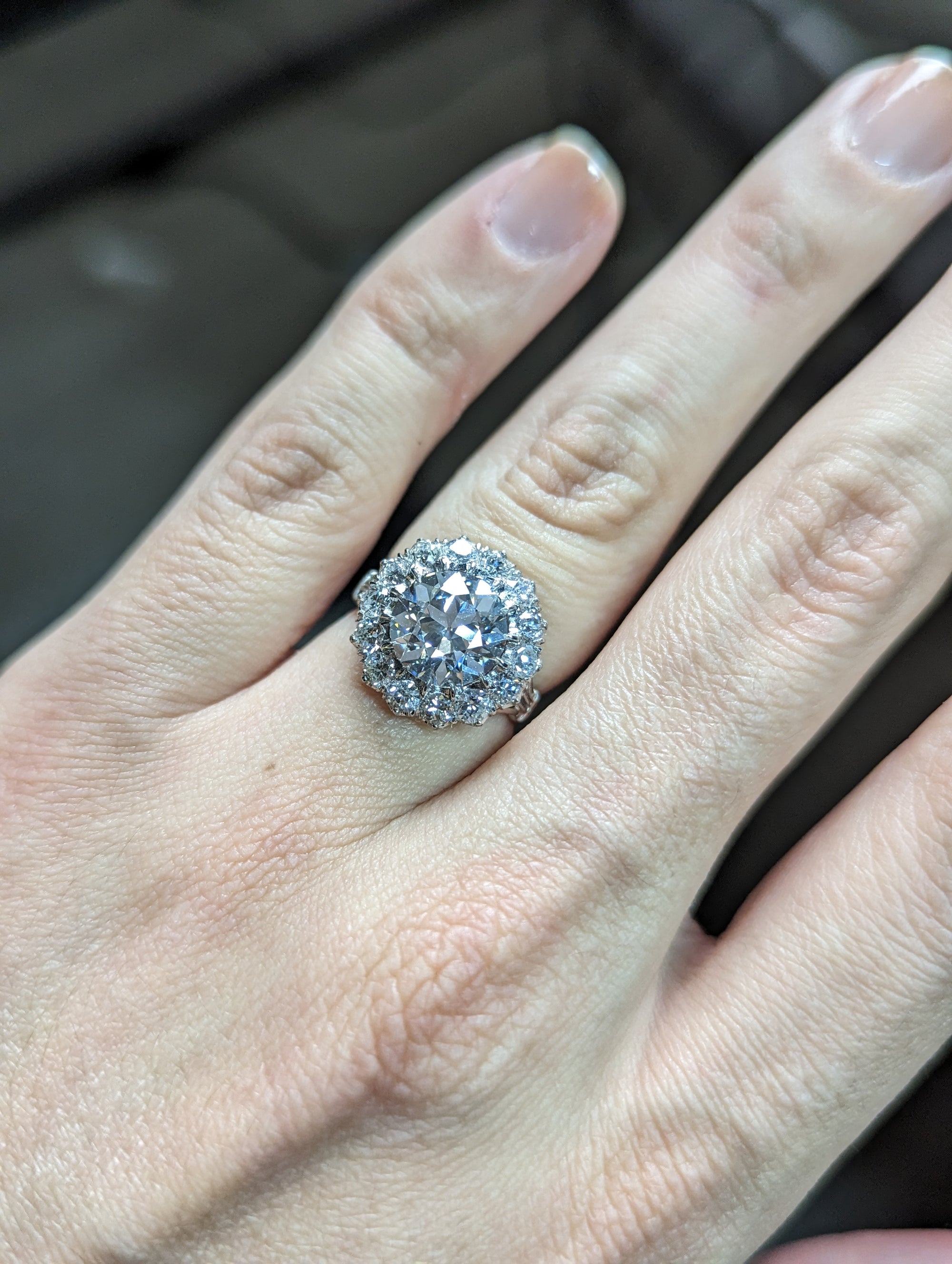 MADE TO ORDER Edwardian style diamond halo with 2.5ct LAB grown center.