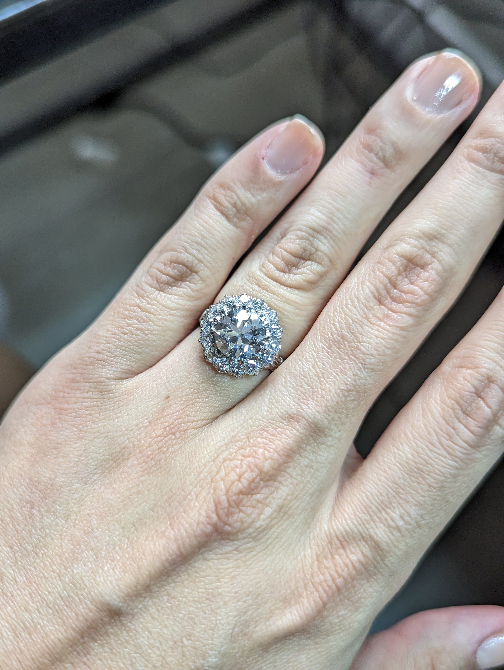MADE TO ORDER Edwardian style diamond halo with 2.5ct LAB grown center.