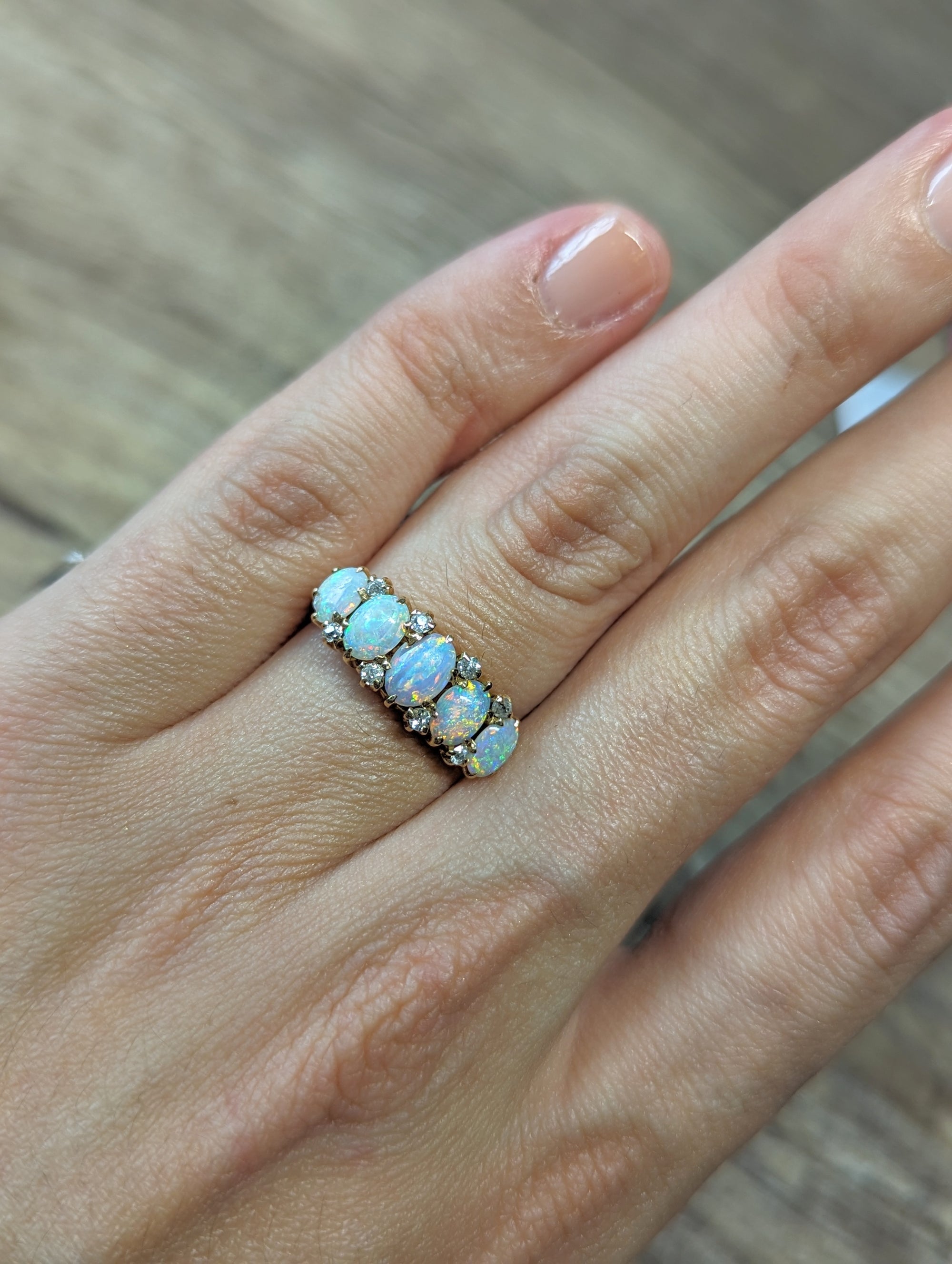 Antique half hoop opal ring