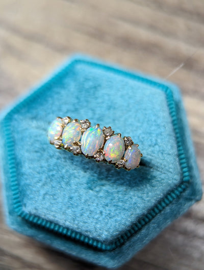 Antique half hoop opal ring
