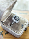 Antique style old cut diamond and onyx ring