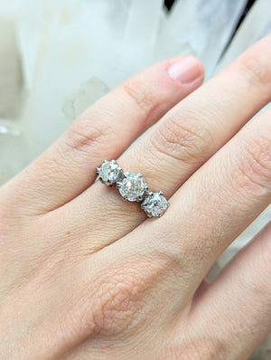 GIA certed 2.05ctw three stone ring