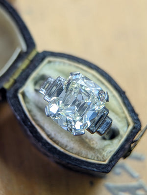 4.16ct GIA L VS2 platinum  vintage ring