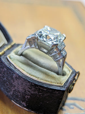 4.16ct GIA L VS2 platinum  vintage ring