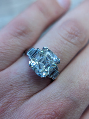 4.16ct GIA L VS2 platinum  vintage ring