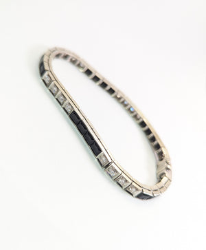 Vintage Onyx and Diamond line bracelet