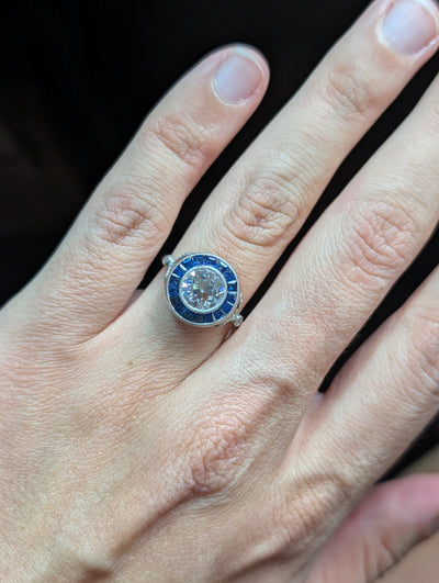 1.4ct LAB grown OEC in vintage target platinum setting