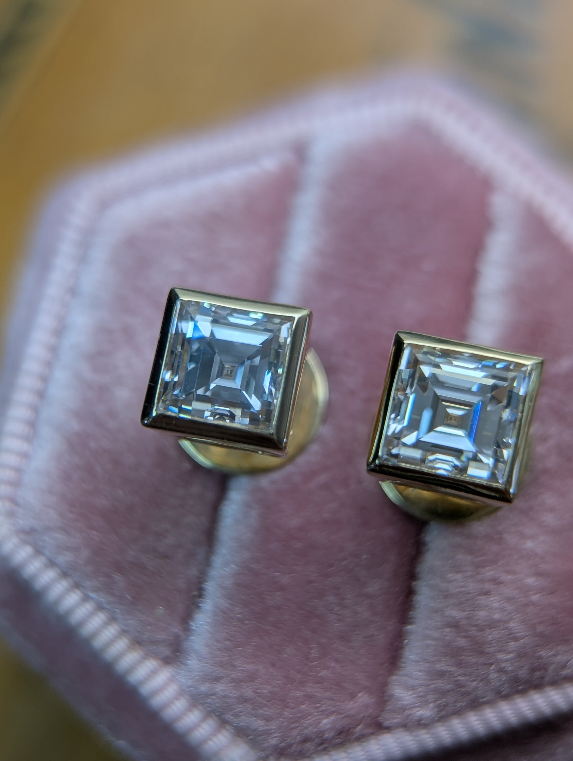 3.87ctw Carre cut lab grown diamond earrings