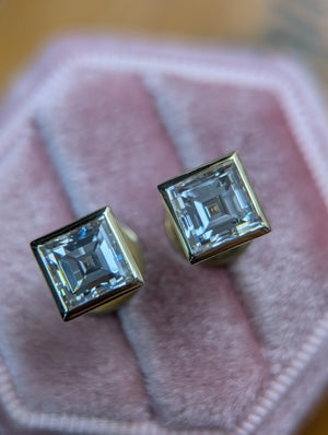 3.87ctw Carre cut lab grown diamond earrings