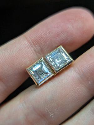 3.87ctw Carre cut lab grown diamond earrings