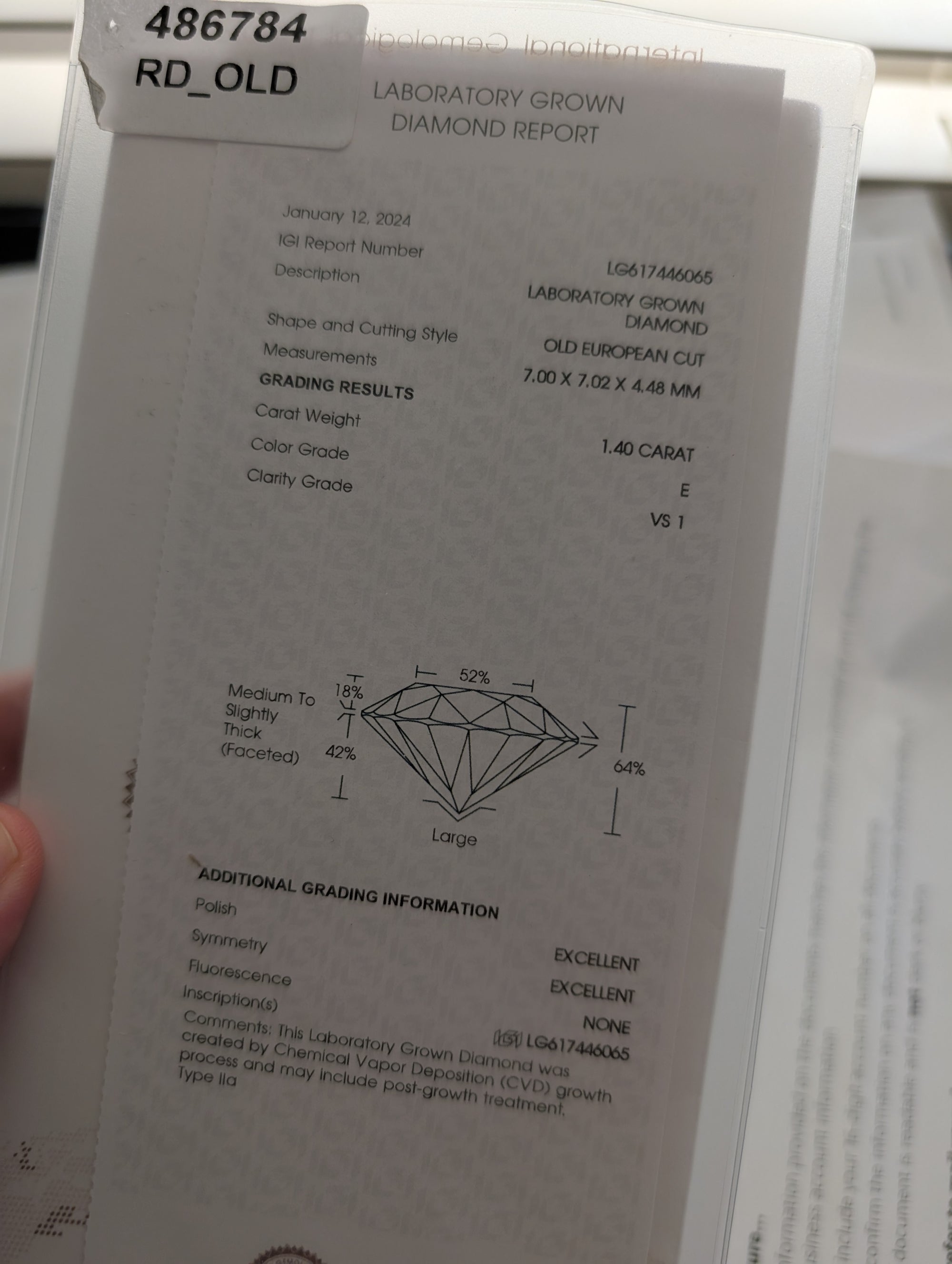 1.4ct LAB grown OEC in vintage target platinum setting