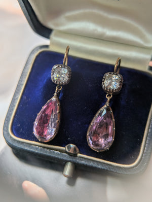 Antique amethyst and paste earrings