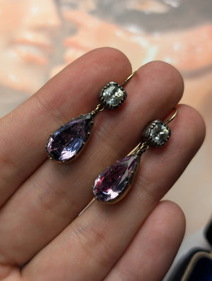 Antique amethyst and paste earrings