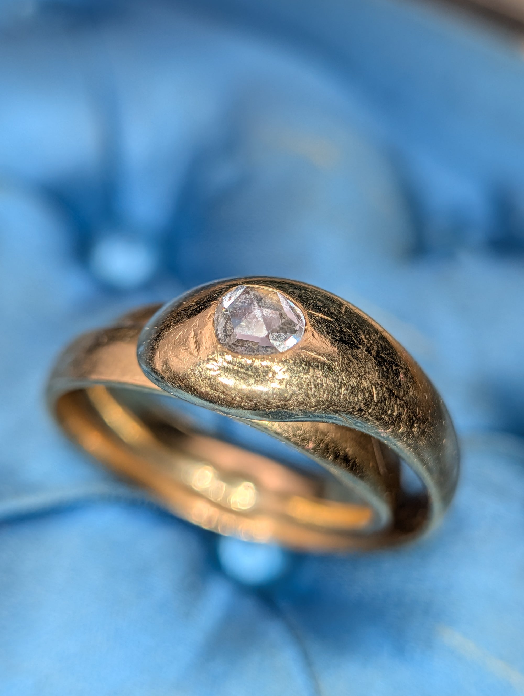 Antique  18K Gold Rose Cut Diamond Snake Ring