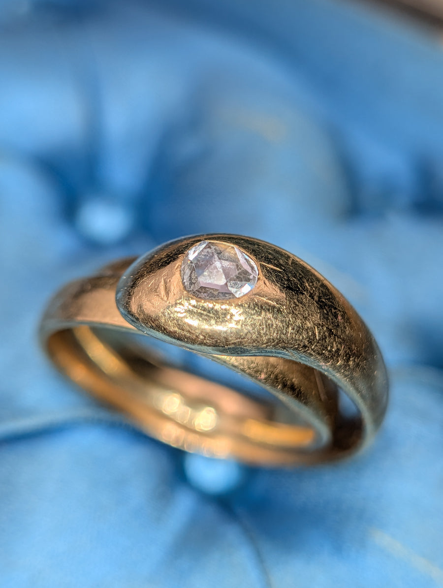 Antique  18K Gold Rose Cut Diamond Snake Ring