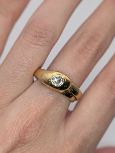 Antique  18K Gold Rose Cut Diamond Snake Ring