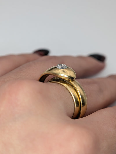 Antique  18K Gold Rose Cut Diamond Snake Ring