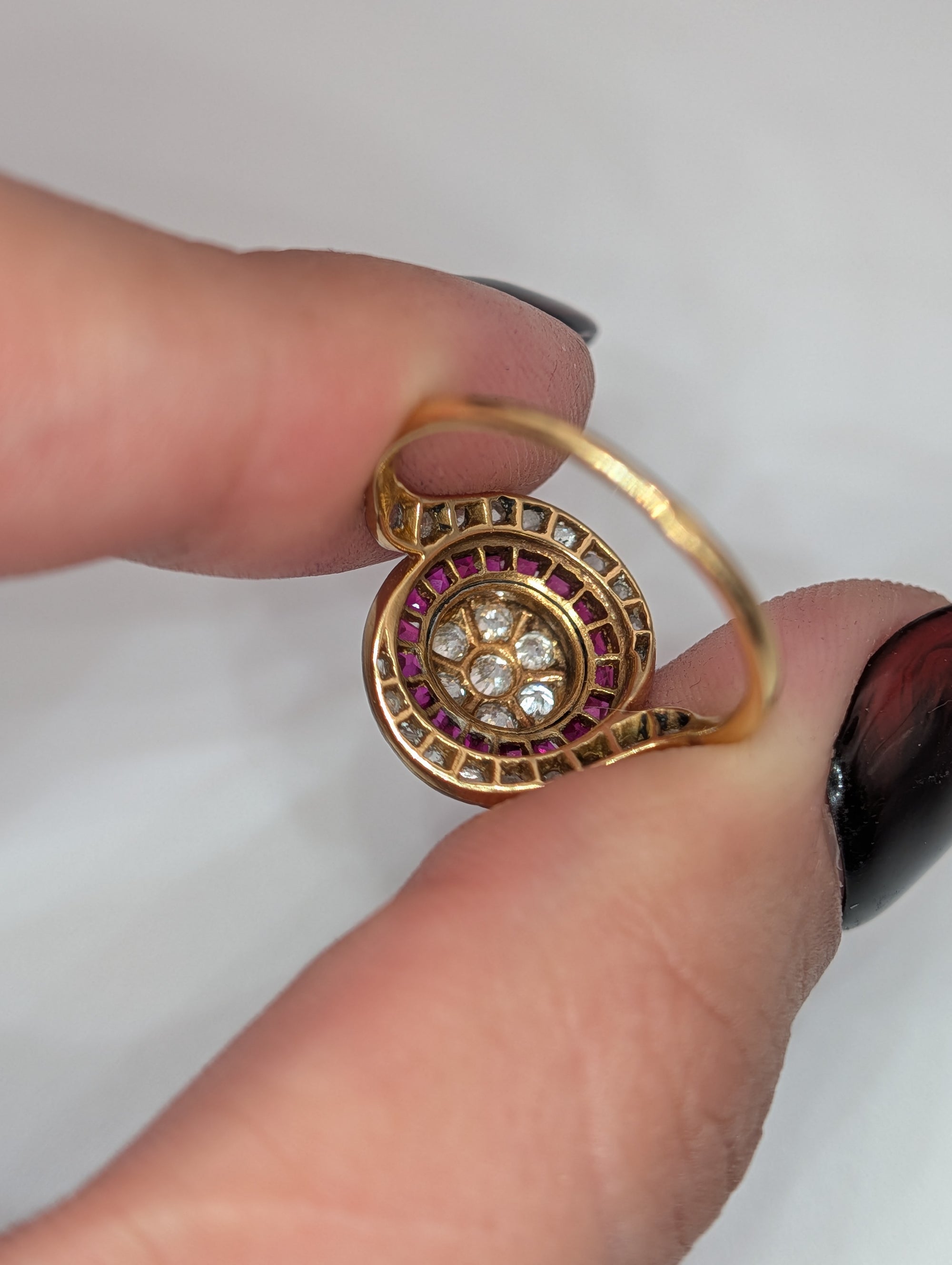Antique Diamond &  Ruby Tourbillon Ring