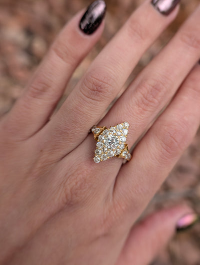 Close view of the old European cut diamonds