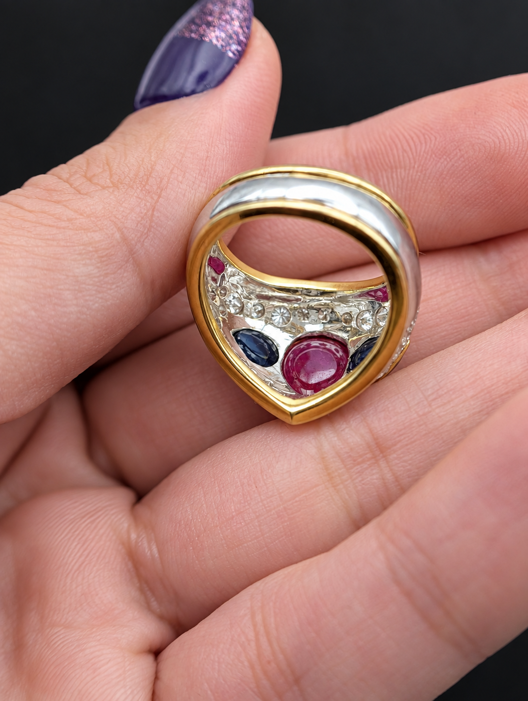 Vintage ruby, sapphire and diamond ring: under gallery