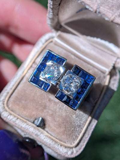 French white gold tank ring in its box in sunlight