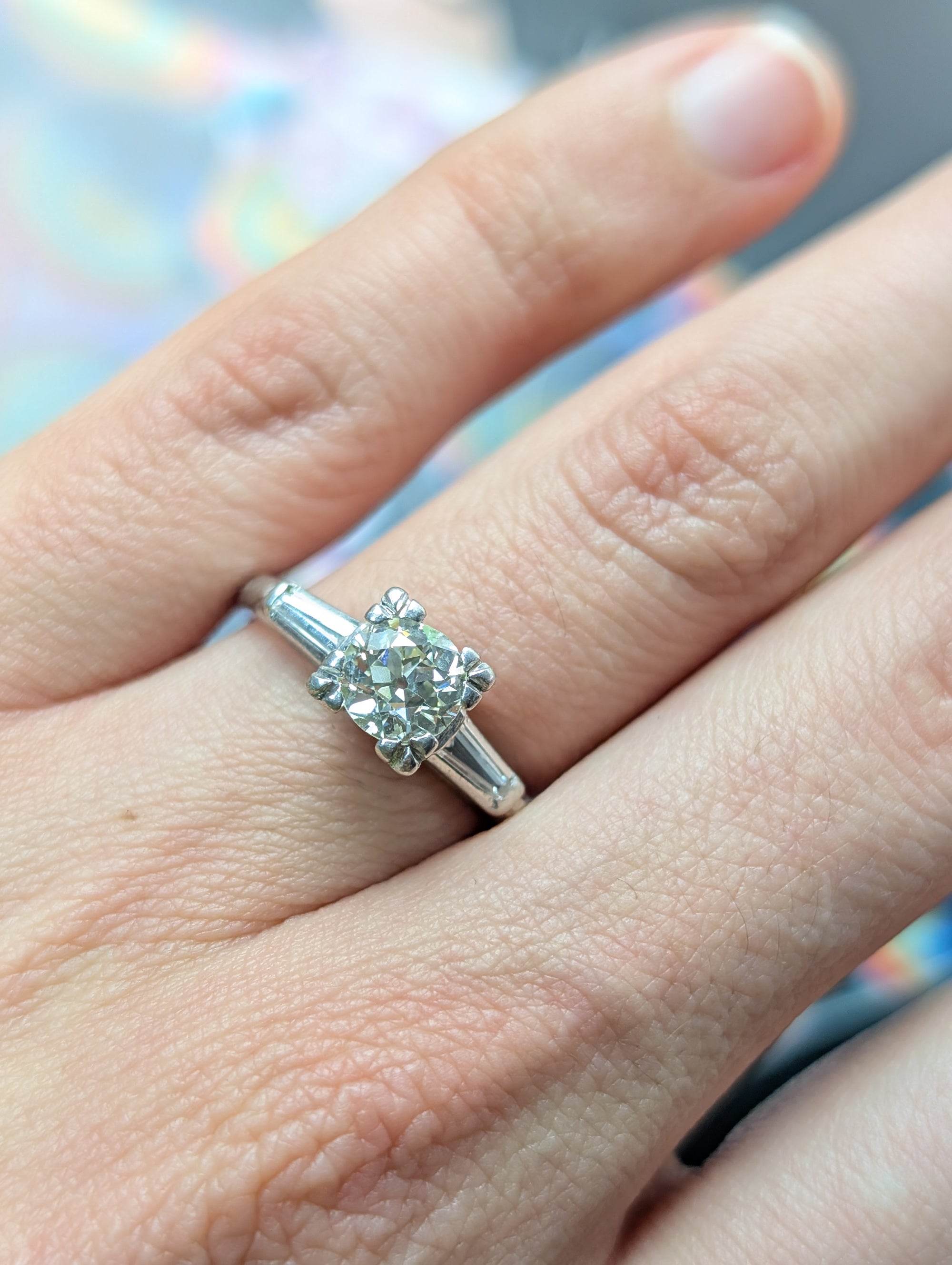 1.13ctw Antique Platinum diamond ring
