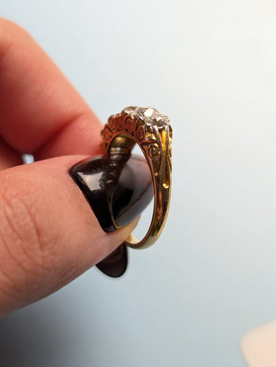 2.15 Carat Total Antique Five Diamond Ring