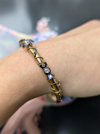 Victorian Diamond and enamel bangle