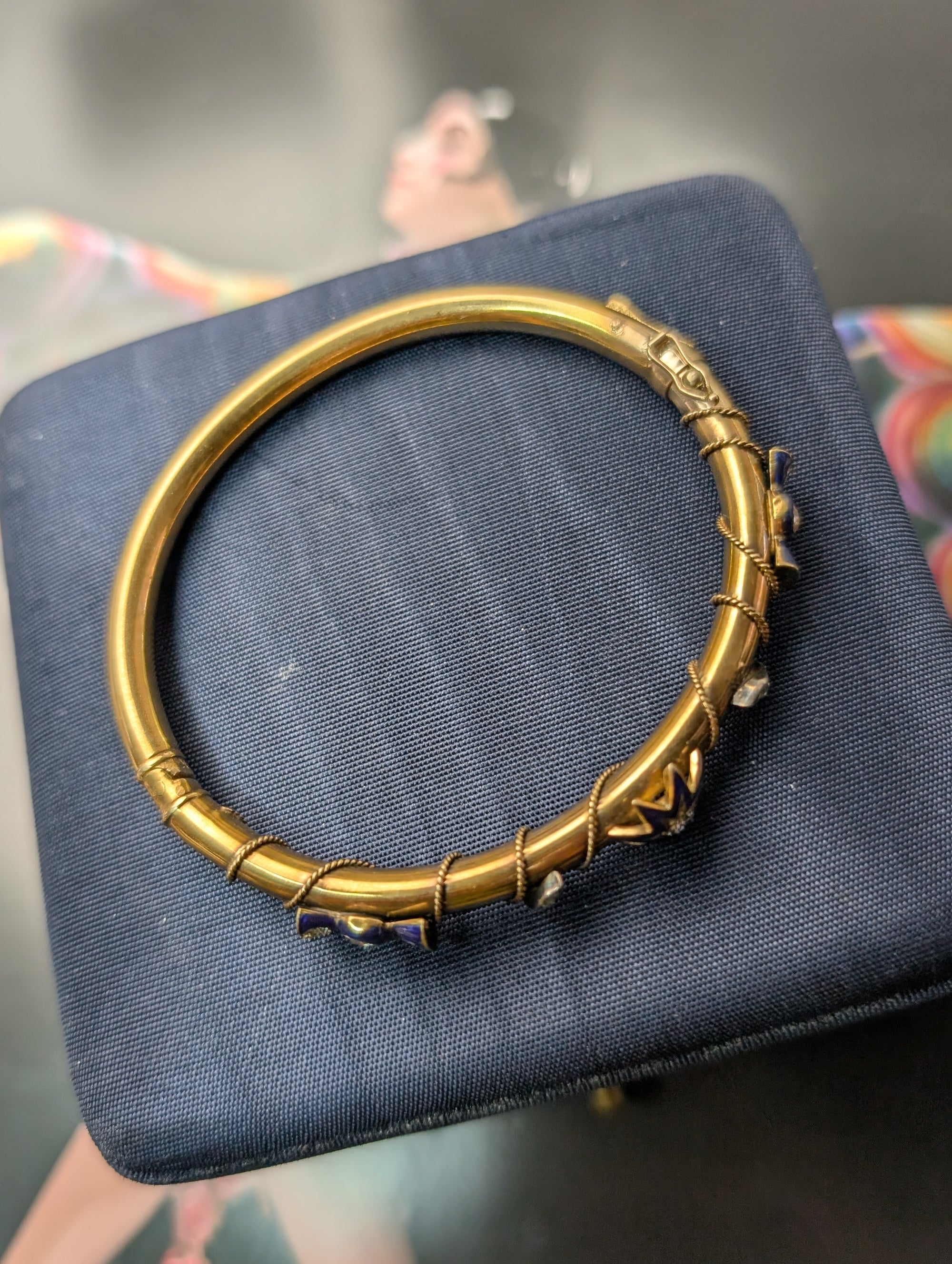 Victorian Diamond and enamel bangle