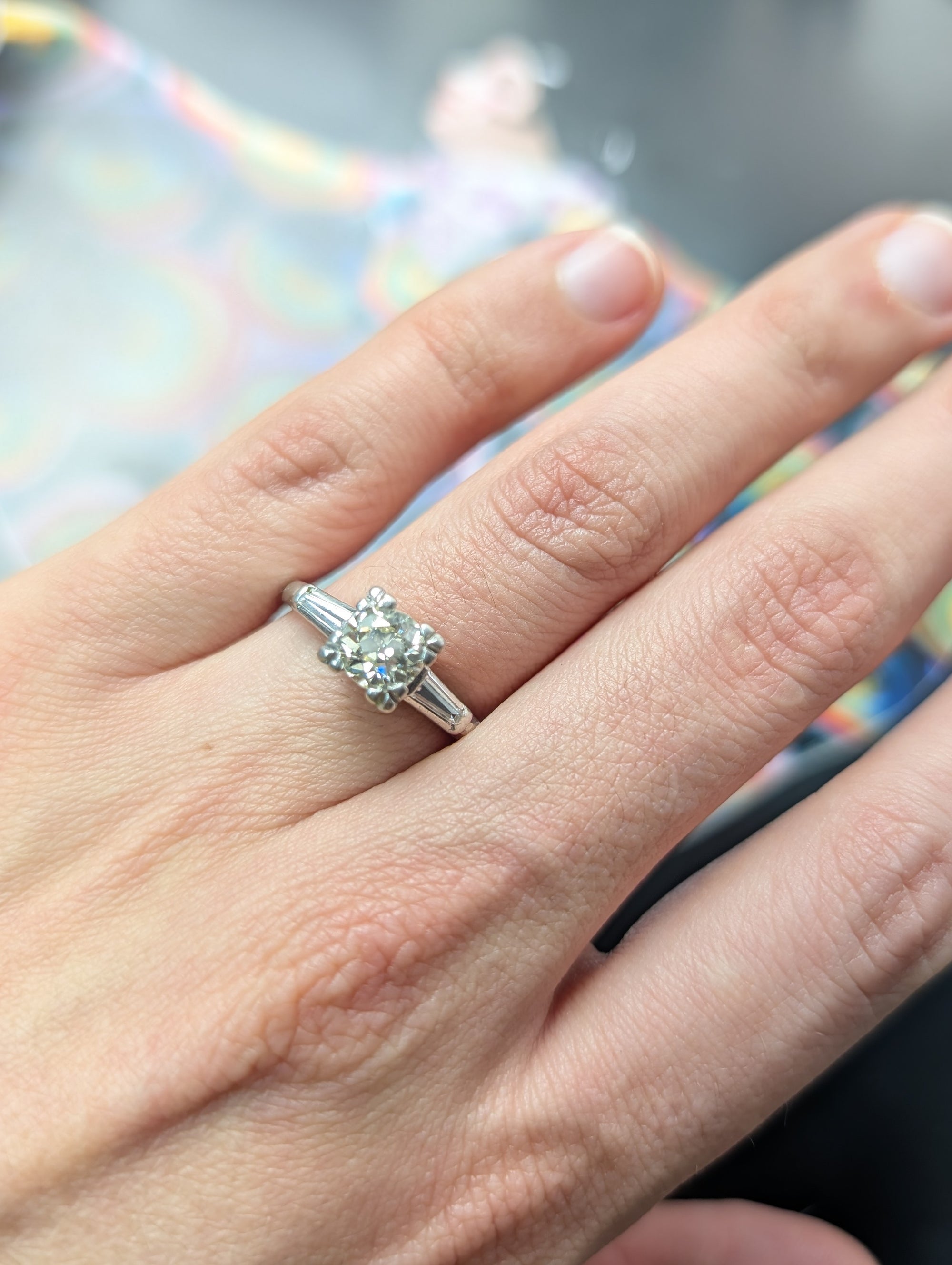 1.13ctw Antique Platinum diamond ring