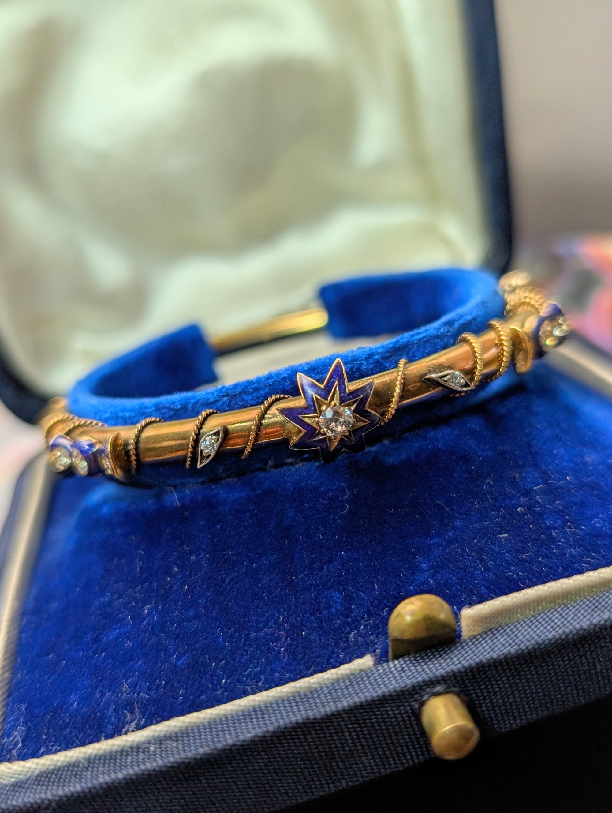 Victorian Diamond and enamel bangle