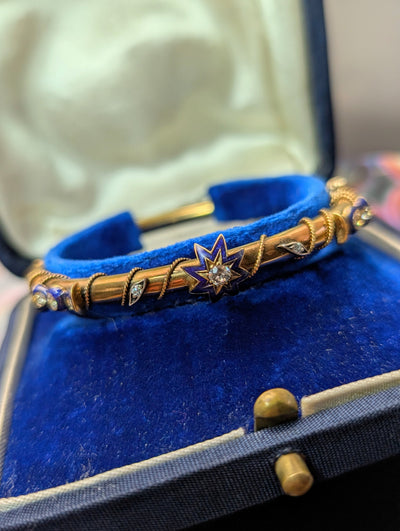 Victorian Diamond and enamel bangle