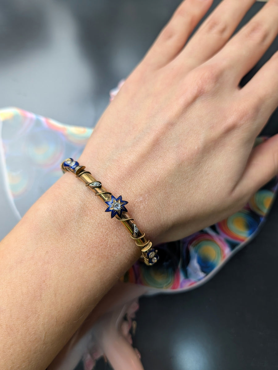 Victorian Diamond and enamel bangle