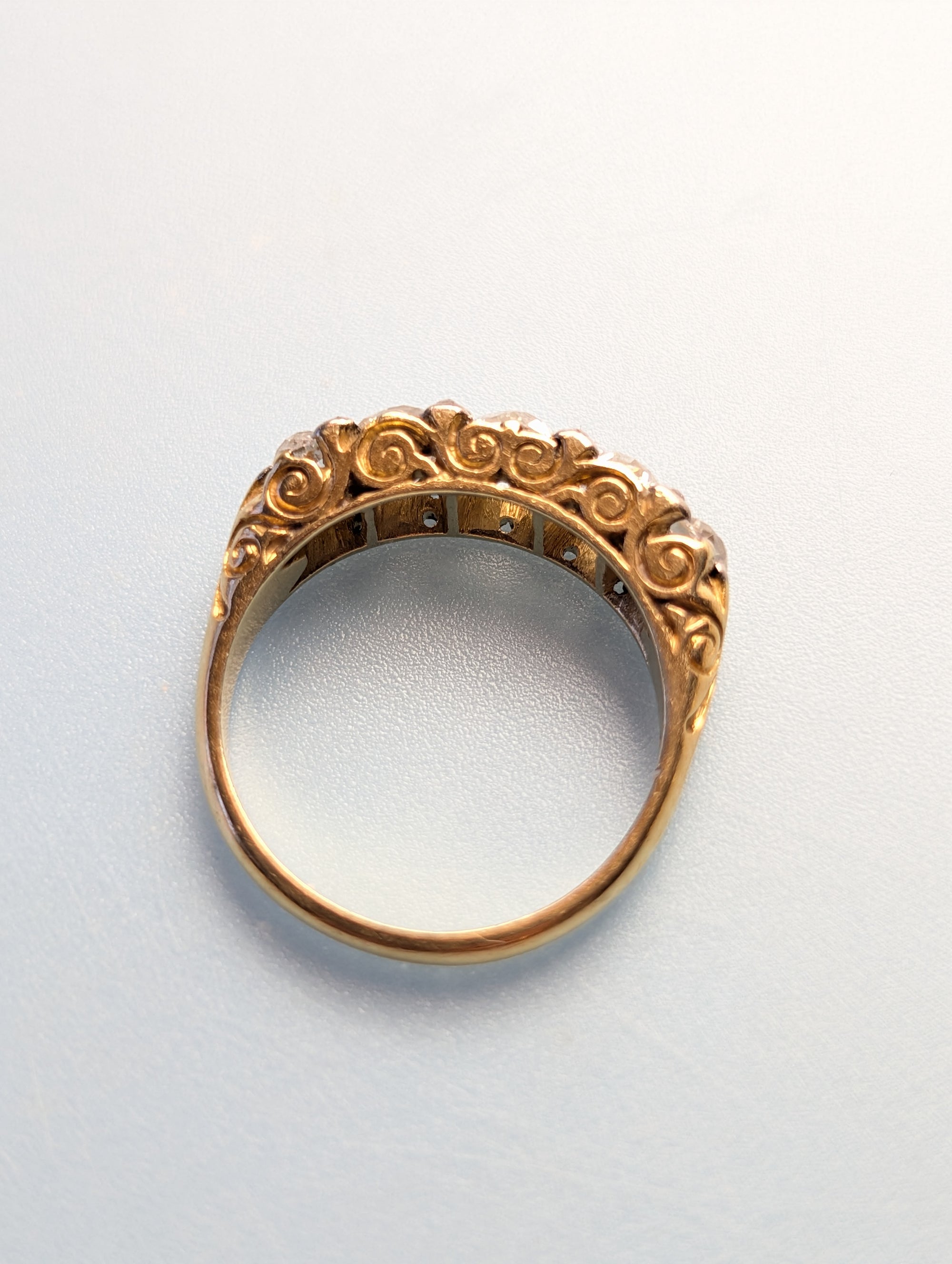 2.15 Carat Total Antique Five Diamond Ring