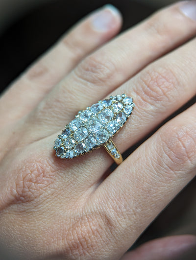 Antique natural diamond navette ring 3.5ctw