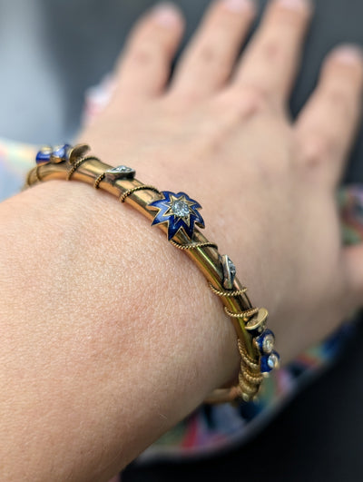 Victorian Diamond and enamel bangle
