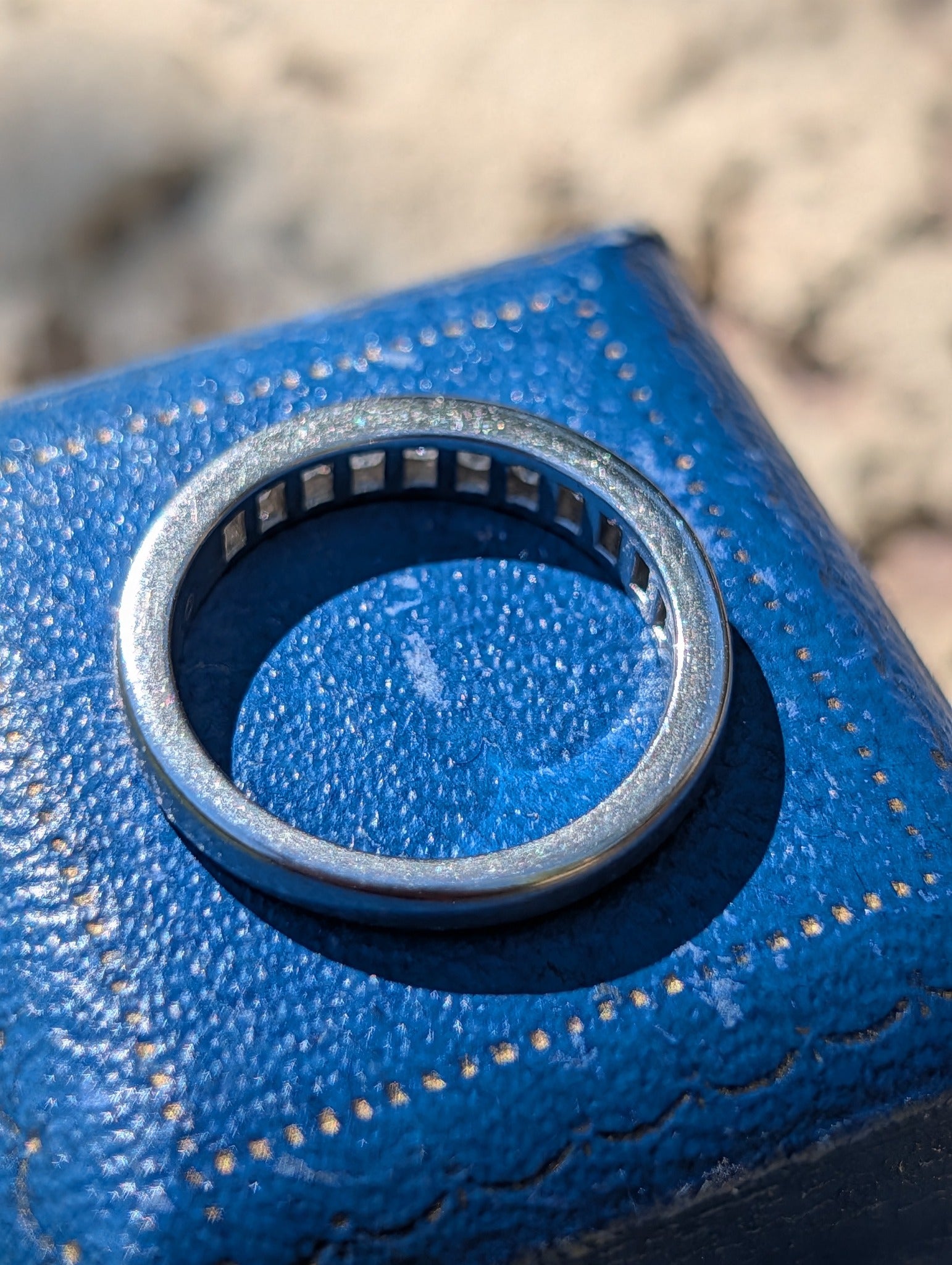 Tiffany & Co. platinum half eternity band, underside and shank