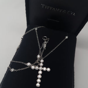 1/26CTW TIFFANY DIAMOND BEZEL SET CROSS RETIRED MODEL - SinCityFinds Jewelry