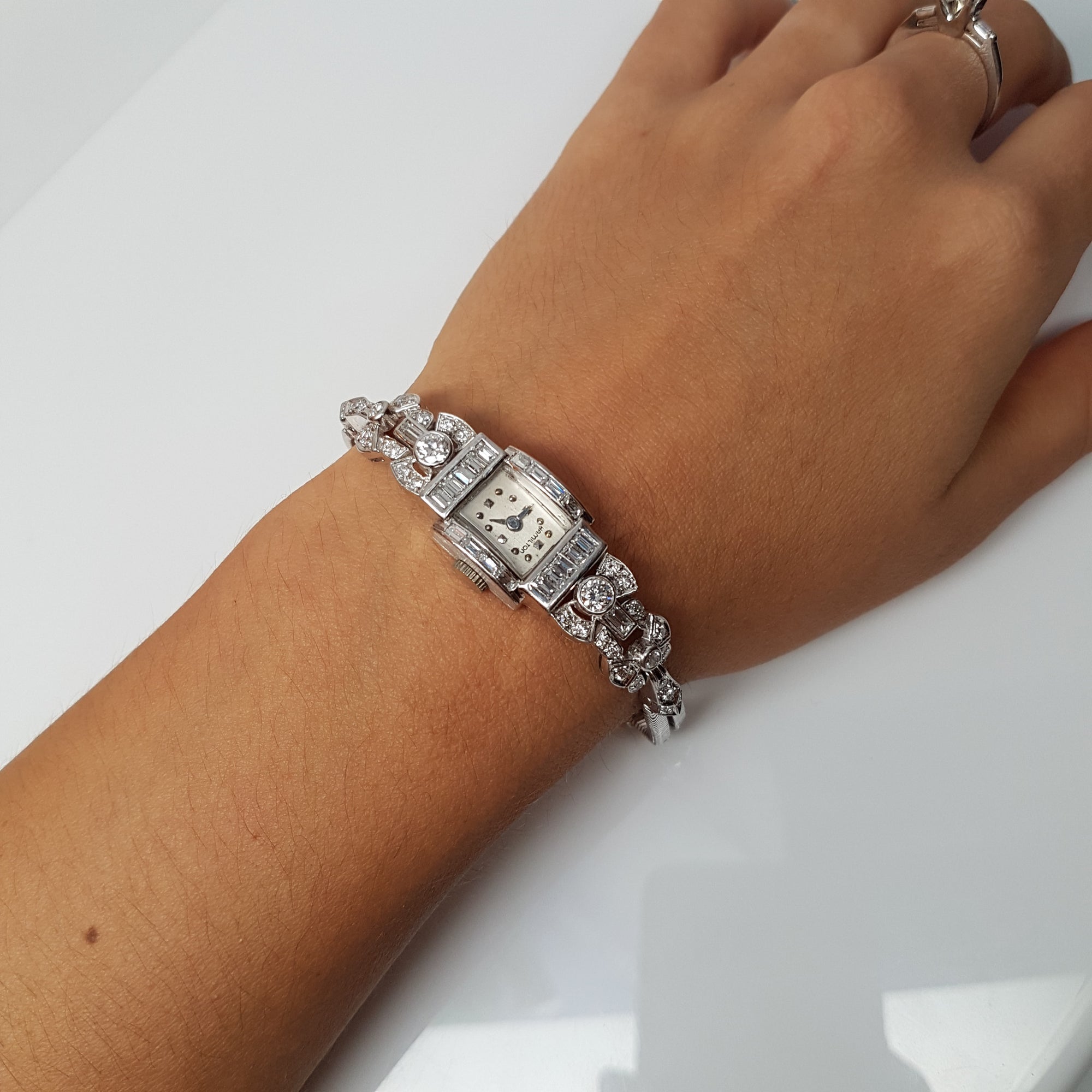 2.50CTW ART DECO HAMILTON  DIAMOND WRISTWATCH - SinCityFinds Jewelry