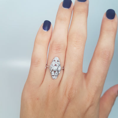 0.68CTW EDWARDIAN OLD CUT DIAMOND RING IN PLATINUM - SinCityFinds Jewelry