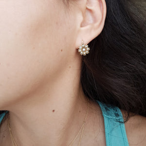 ANTIQUE SEED PEARL AND GOLD DIAMOND EARRINGS - SinCityFinds Jewelry